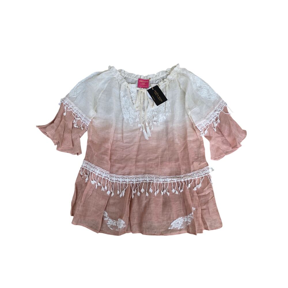 NWT Vanita Rosa Lace Bohemian Resort Wear Peasant Top Size Small/Medium